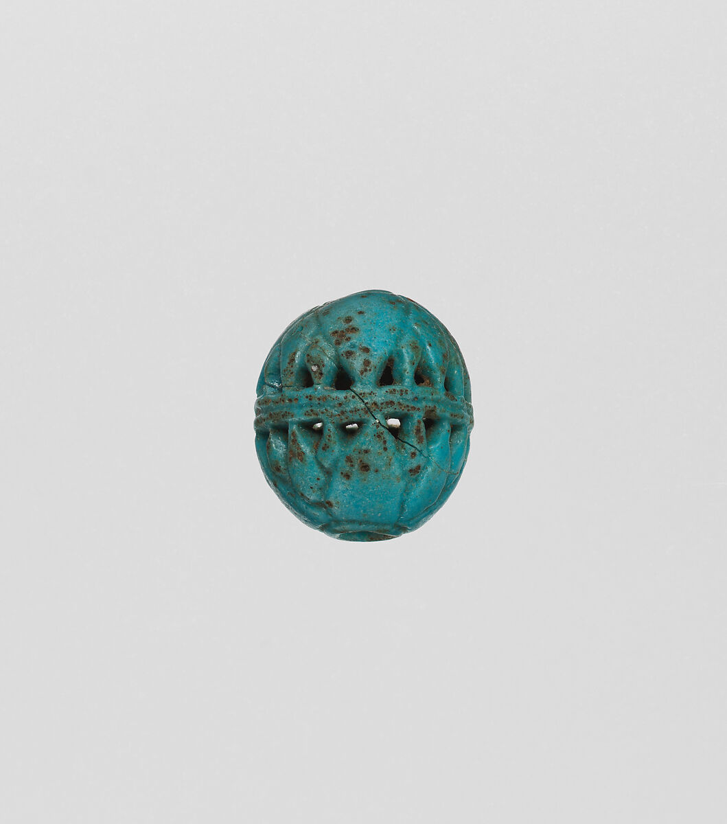 Bead with openwork design, Faience