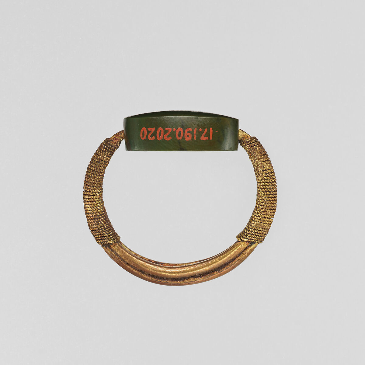 Ring, scarab, Gold, green stone