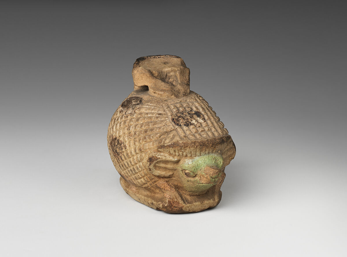 Aryballos (perfume jar) in the form of a hedgehog, Faience