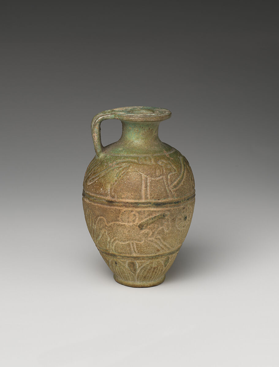 Aryballos (perfume vase) with two registers of animals, Faience 