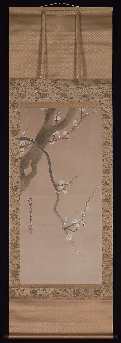 Flowering Plum, Attributed to Sakai Hōitsu (Japanese, 1761–1828), Hanging scroll; ink and color on paper, Japan