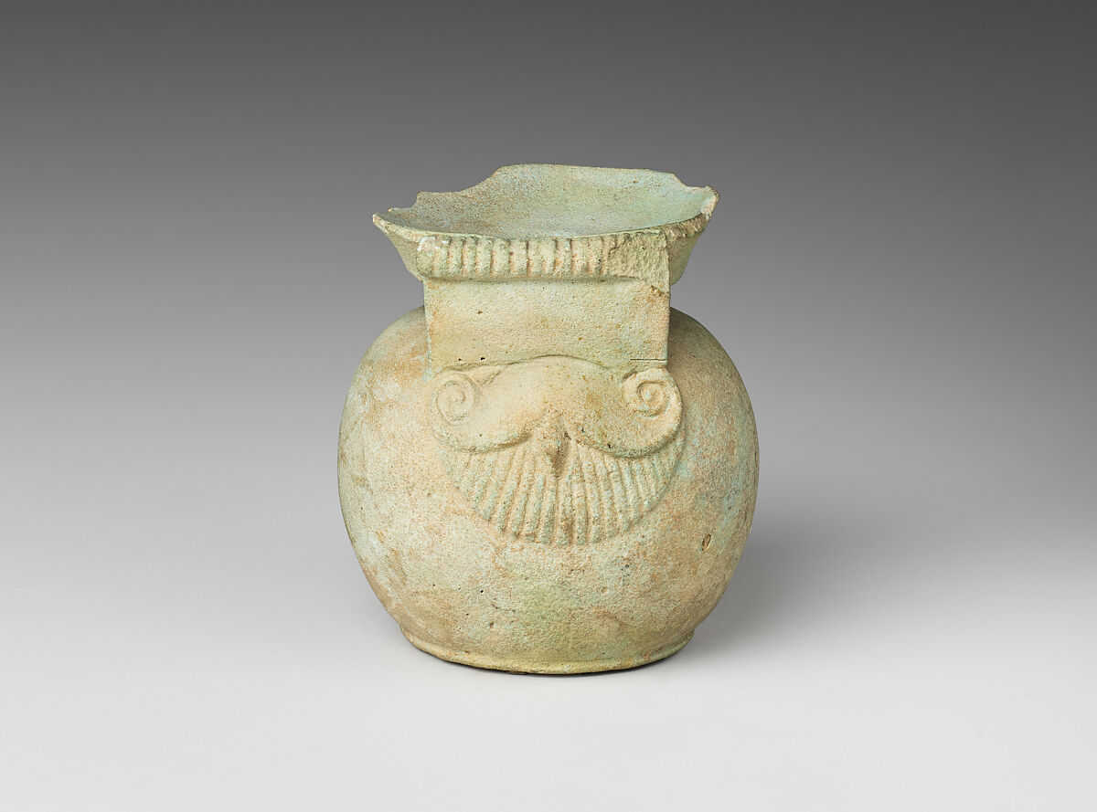 Jar (Aryballos) with a cartouche derived from names of Apries or Amasis, Faience