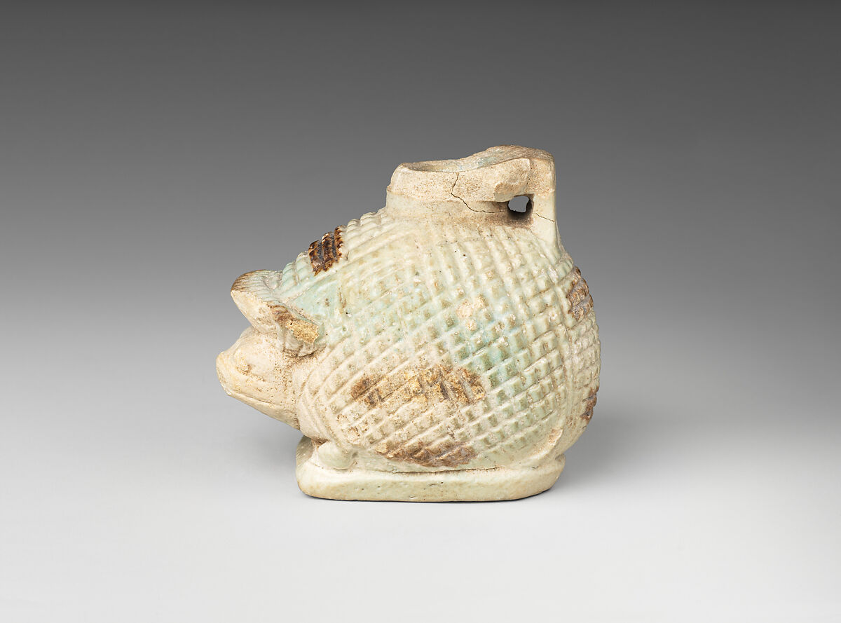 Aryballos (perfume jar) in the form of a hedgehog, Faience