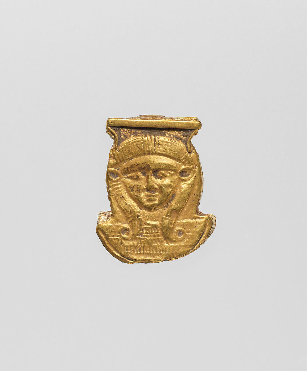 Bead, Hathor head, Gold 
