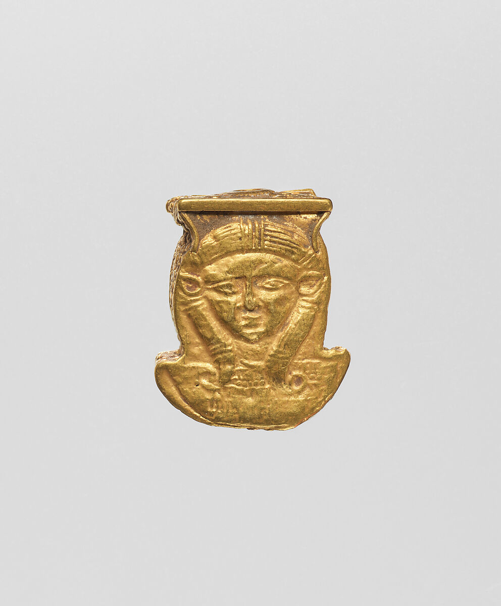 Bead, Hathor head, Gold