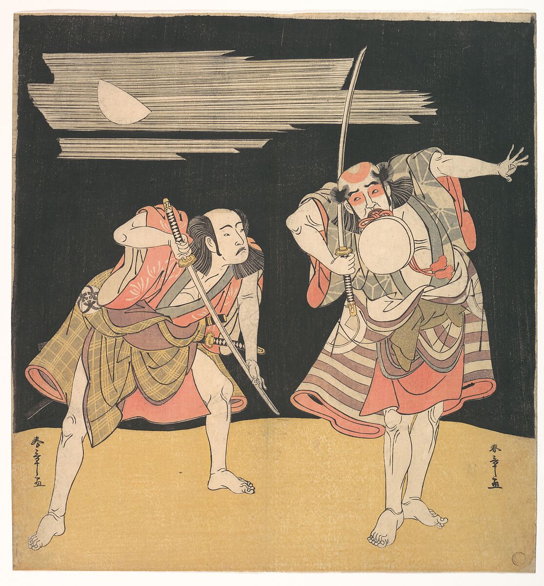 The Actors Otani Tomoemon I and Bando Mitsugoro I, Katsukawa Shunshō　勝川春章 (Japanese, 1726–1792), Woodblock print (nishiki-e); ink and color on paper, Japan 