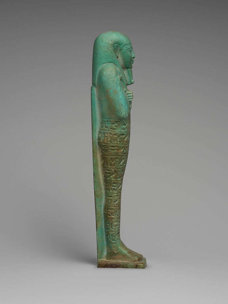 Shabti of the Commander of the Royal Fleet Tjanenhebu, Faience