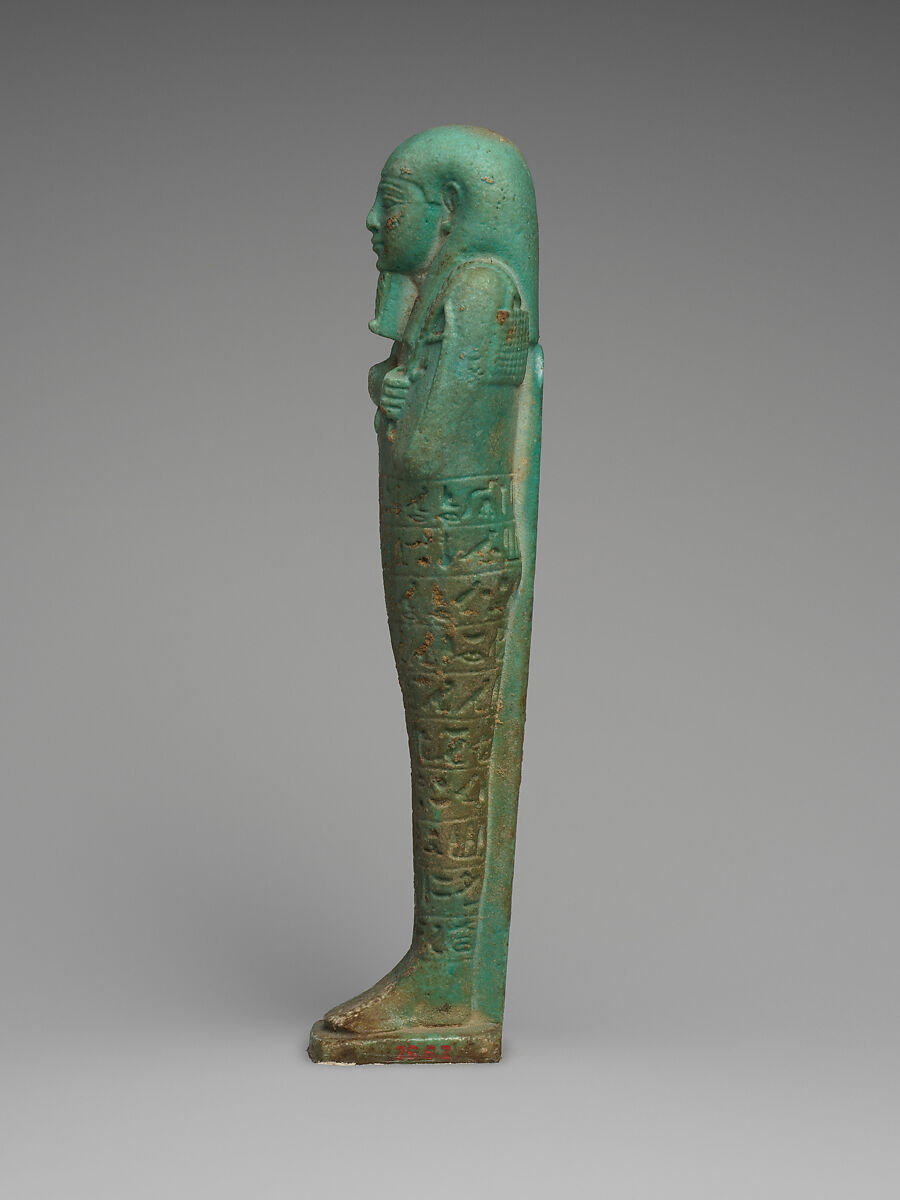 Shabti of the Commander of the Royal Fleet Tjanenhebu, Faience