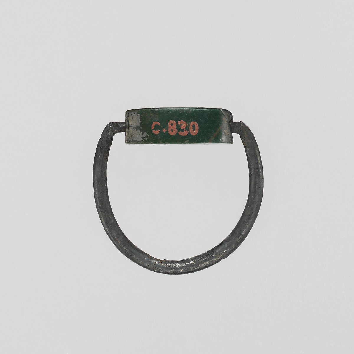 Signet ring, Green jasper plaque on silver ring