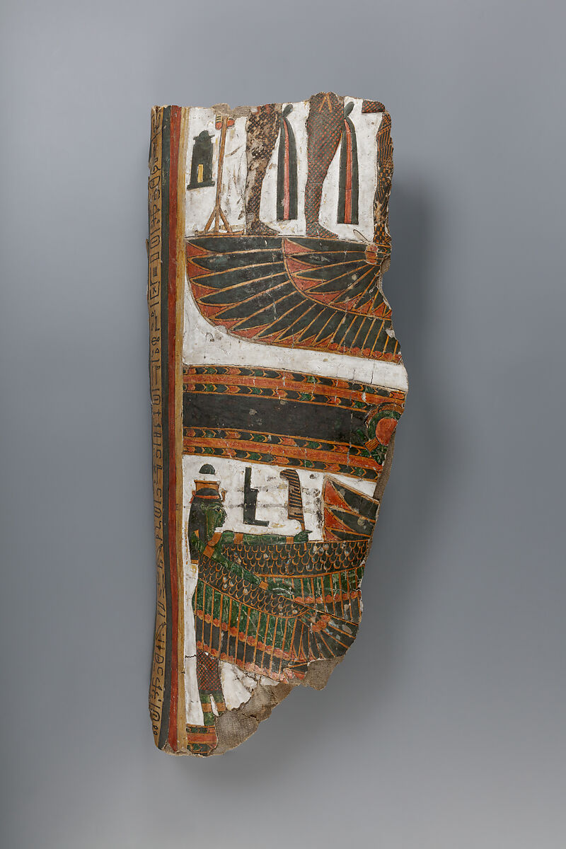 Cartonnage fragment inscribed for the Singer of Amun Shepenaset, Wood, paste, paint