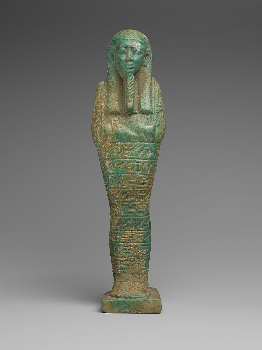 Shabti of the Treasurer of Lower Egypt Pa-abumeh, called Psamtik-seneb, Faience 