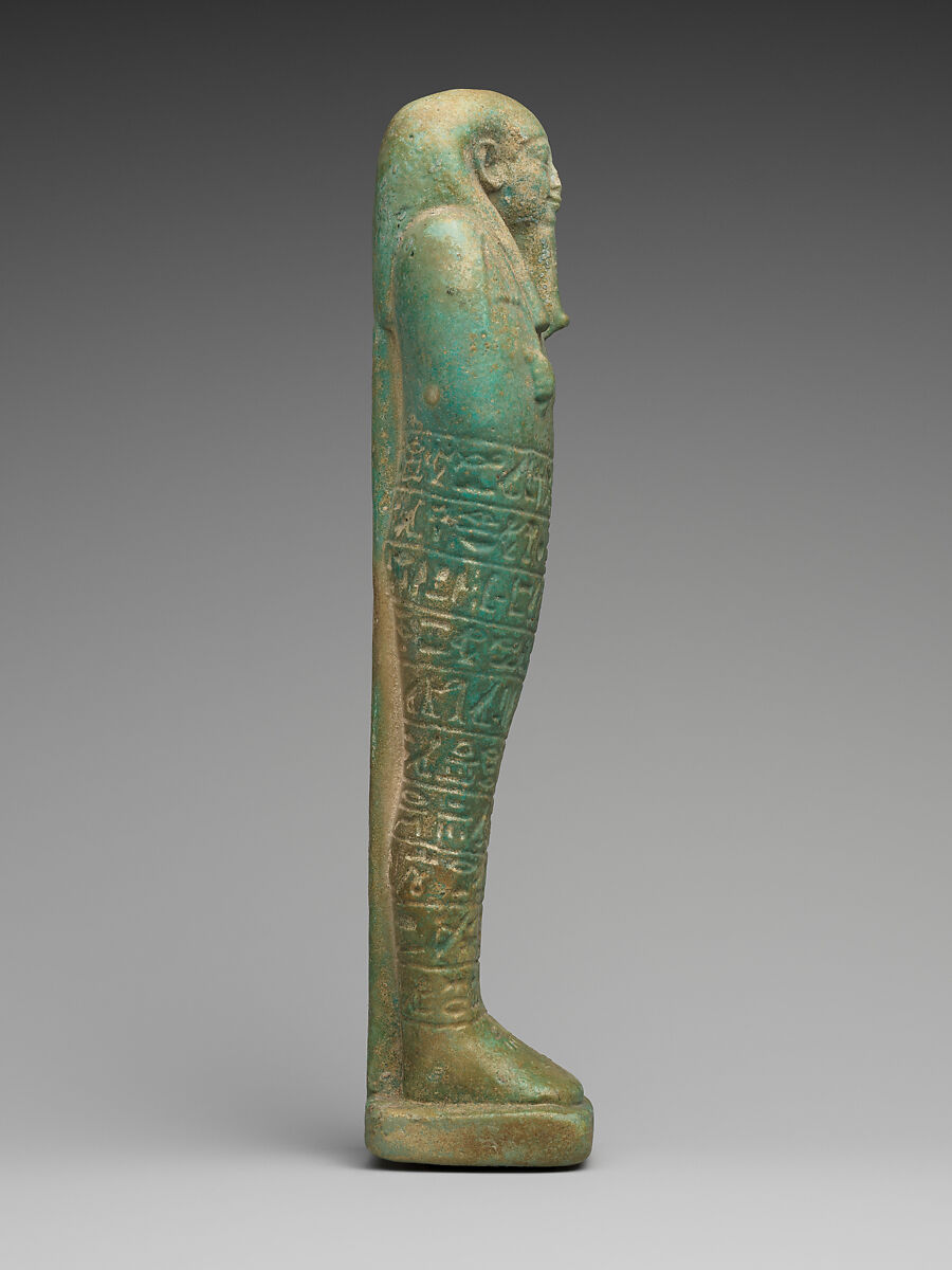 Shabti of the Treasurer of Lower Egypt Pa-abumeh, called Psamtik-seneb, Faience