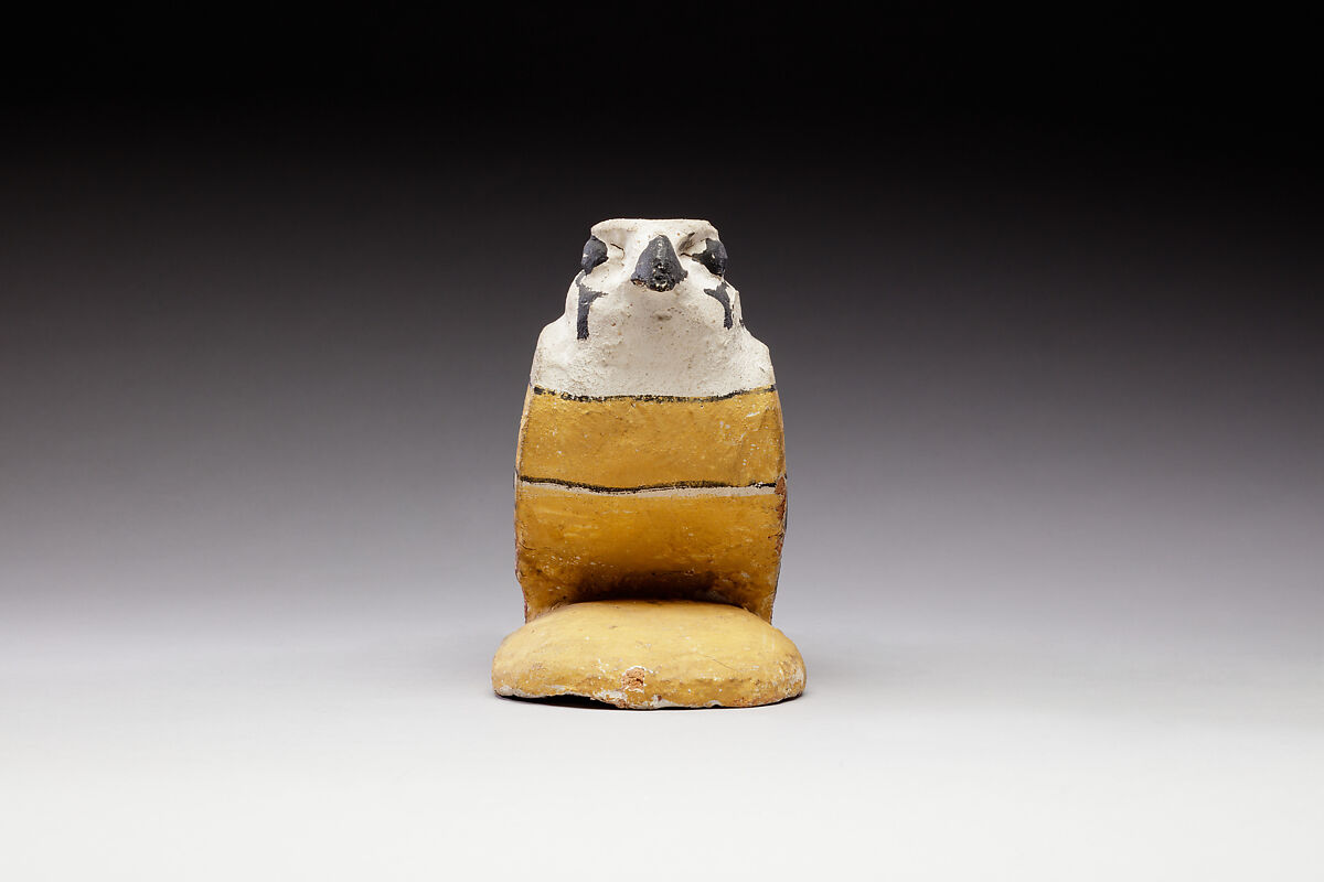 Falcon figurine from a coffin or box, Wood, gesso, paint