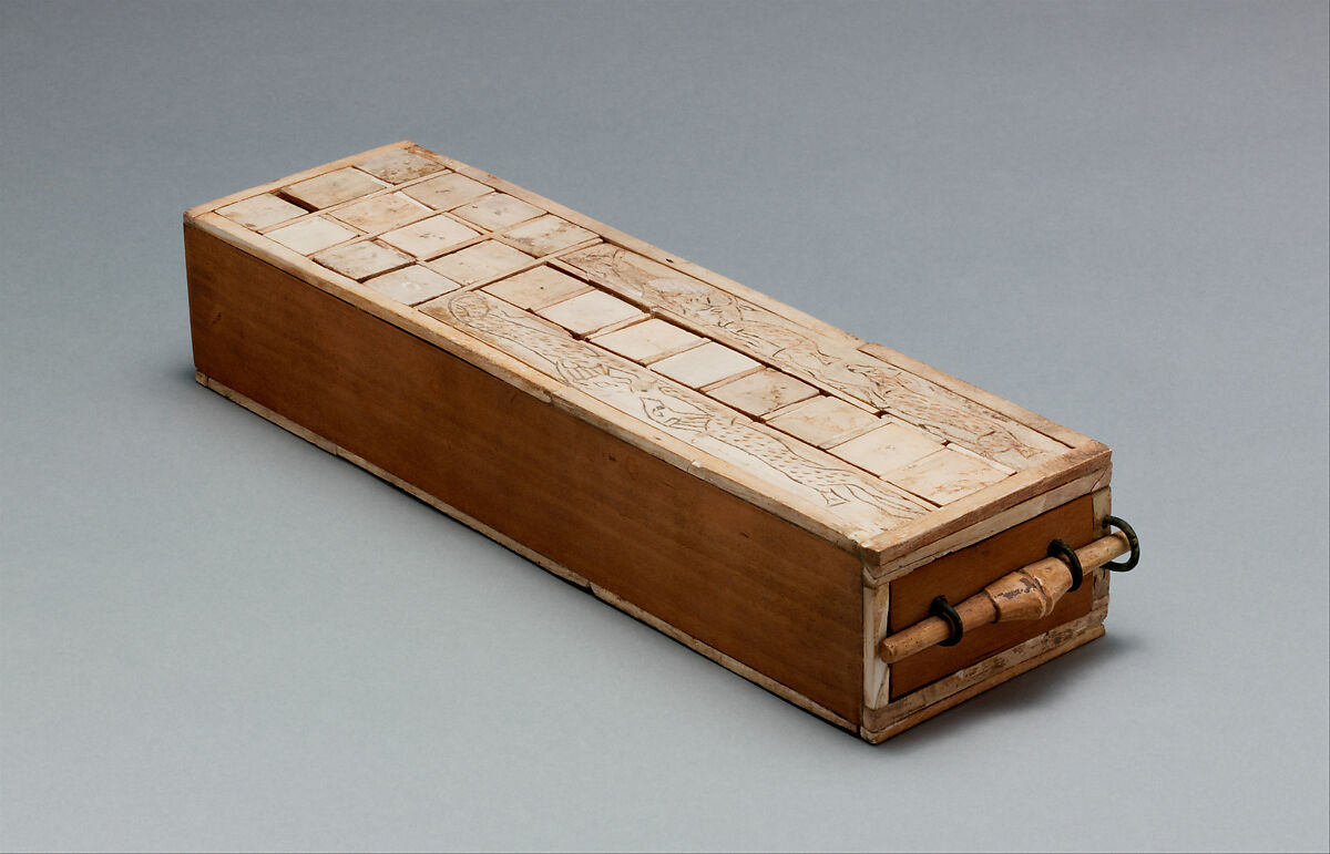 Game Box for Playing Senet and Twenty Squares, Ivory, copper alloy, modern wood