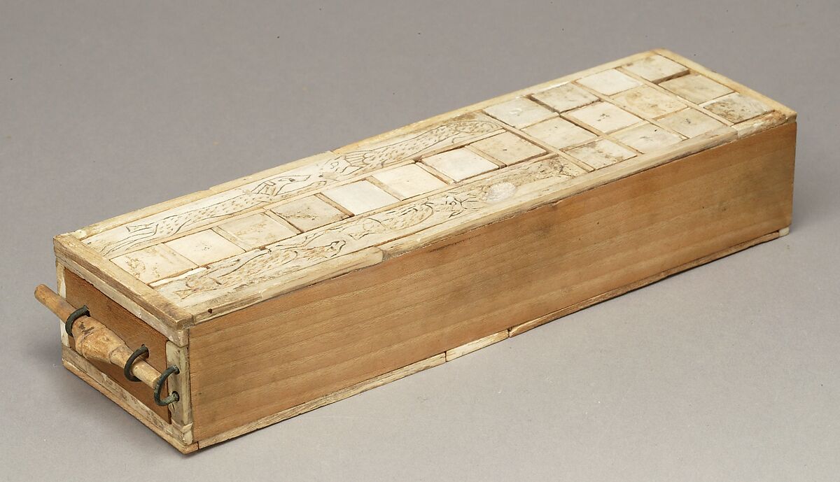 Game Box for Playing Senet and Twenty Squares, Ivory, copper alloy, modern wood
