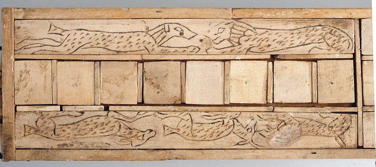 Game Box for Playing Senet and Twenty Squares, Ivory, copper alloy, modern wood