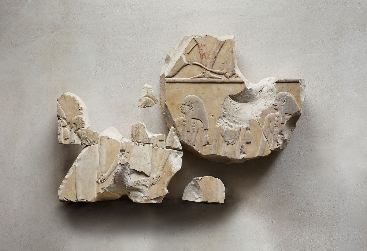 Relief of slaughtering and attendants moving to the left - see 26.3.353-3, Limestone, paint 
