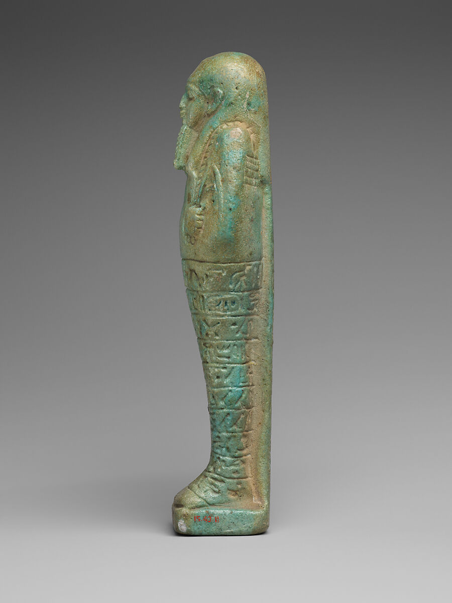 Shabti of the Treasurer of Lower Egypt Pa-abumeh, called Psamtik-seneb, Faience