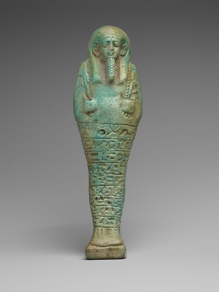 Shabti of the Treasurer of Lower Egypt Pa-abumeh, called Psamtik-seneb, Faience 