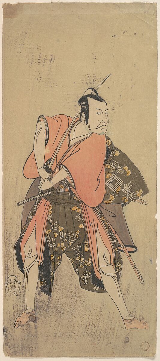The Actor Ichikawa Danjuro V as a Samurai Ready to Fight, Katsukawa Shunshō　勝川春章 (Japanese, 1726–1792), Woodblock print (nishiki-e); ink and color on paper, Japan 
