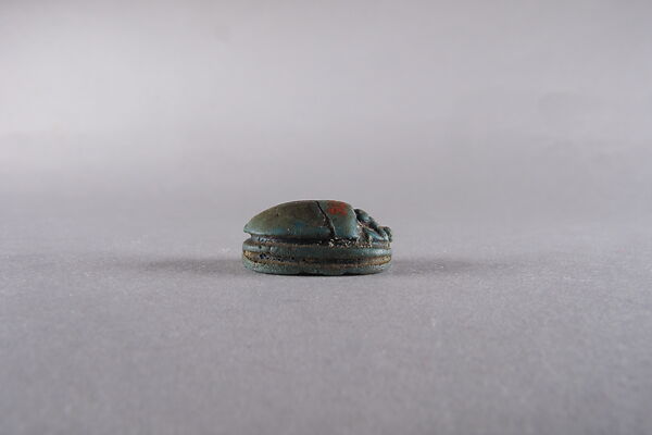 Scarab with Monkey on Gold Hieroglyph, Faience