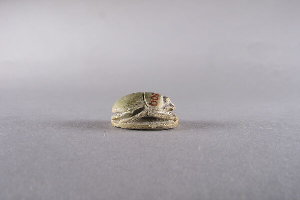 Scarab with Winged Uraeus (Wadjet) on Gold Hieroglyph, Faience