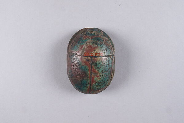 Scarab with a Representation of Bes and Animals, Glazed steatite