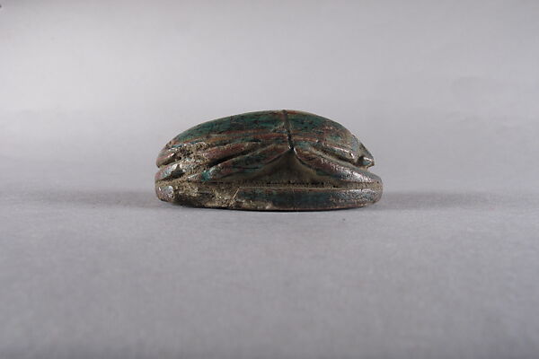 Scarab with a Representation of Bes and Animals, Glazed steatite