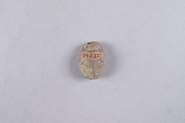 Scarab with Ba bird and nefer, Faience