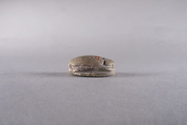 Scarab with Ba bird and nefer, Faience