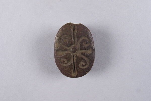 Scarab with Floral Design, Faience 