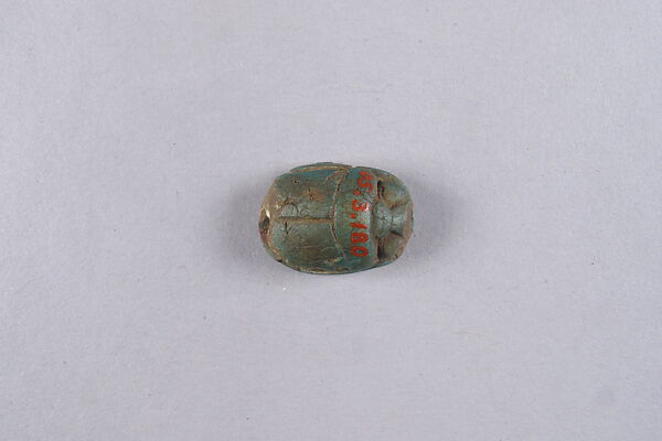 Scarab with Hieroglyphs, Blue glazed faience