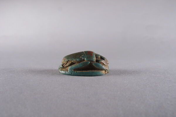 Scarab with Hieroglyphs, Blue glazed faience