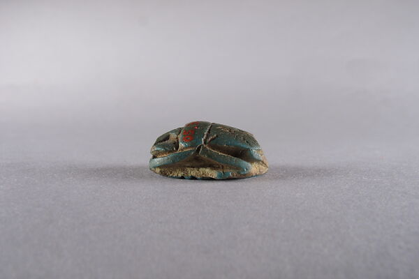 Scarab with Hieroglyphs, Blue glazed faience