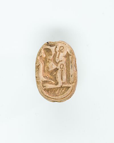 Scarab with a Kneeling Figure Before an Obelisk