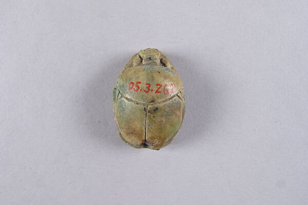 Scarab Inscribed with the Name Menkheperre (Thutmose III), Green glazed steatite