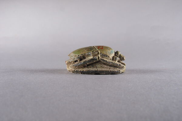 Scarab Inscribed with the Name Menkheperre (Thutmose III), Green glazed steatite