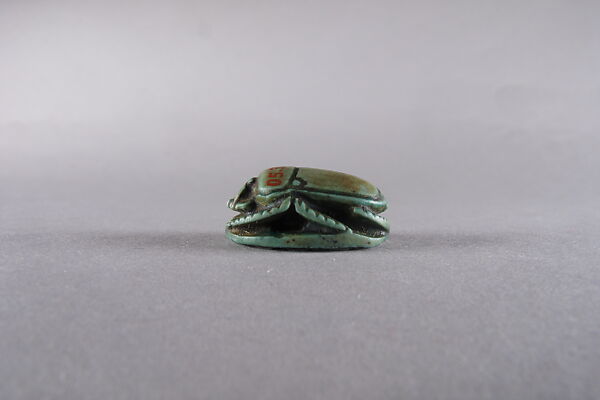 Scarab with blessing related to Ptah, Glazed steatite