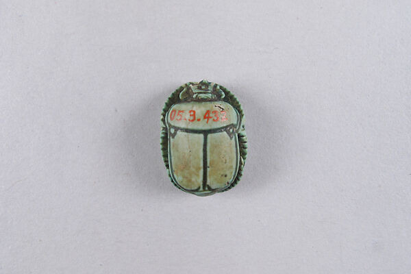 Scarab with blessing related to Ptah, Glazed steatite