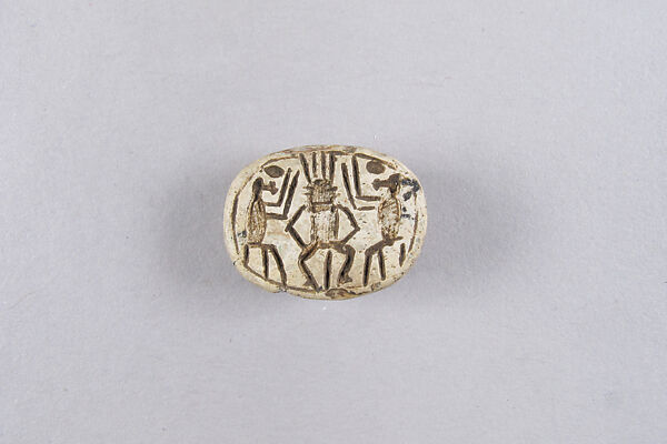 Scarab with Baboons Adoring Bes, Steatite 