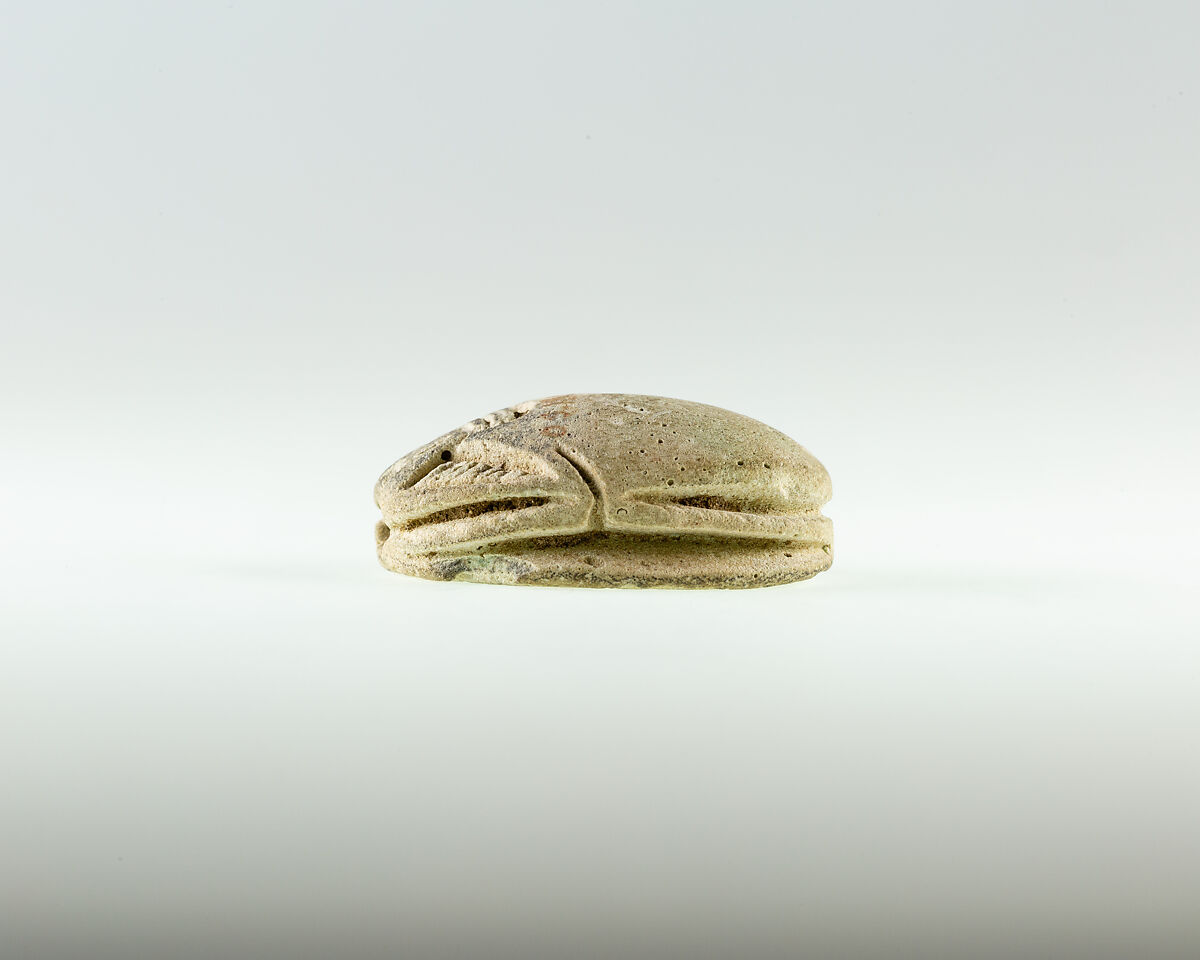 Scarab Inscribed with the Names of Amun-Re and Neit, Light green faience