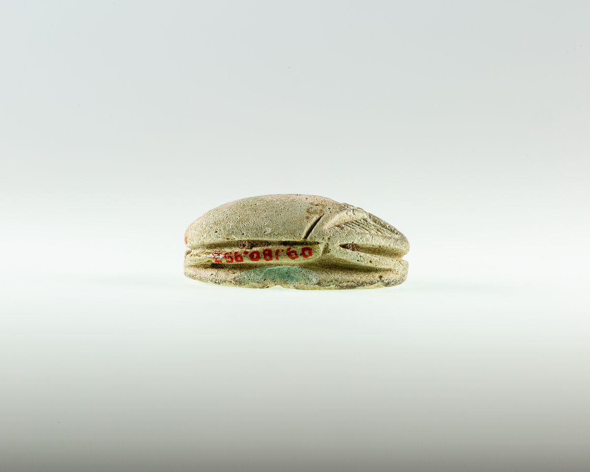 Scarab Inscribed with the Names of Amun-Re and Neit, Light green faience