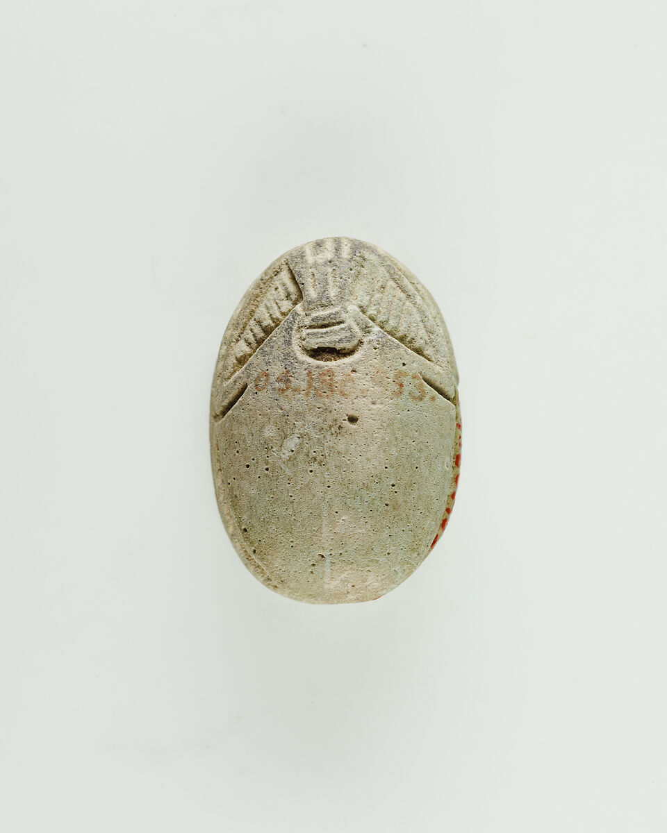 Scarab Inscribed with the Names of Amun-Re and Neit, Light green faience