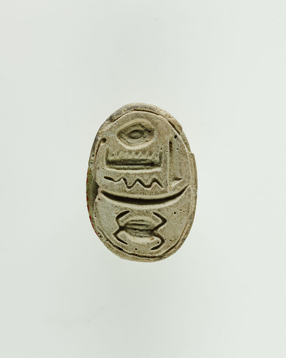 Scarab Inscribed with the Names of Amun-Re and Neith, Light green faience 