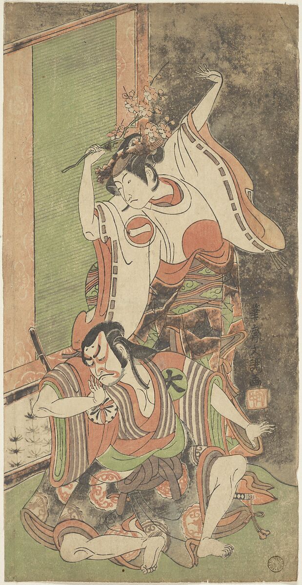 Ichikawa Monnosuke II as a Woman, Ippitsusai Bunchō (Japanese, active ca. 1765–1792), Woodblock print; ink and color on paper, Japan 
