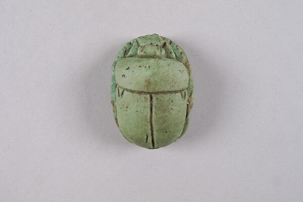 Scarab Inscribed with a Blessing Related to Bastet, Faience