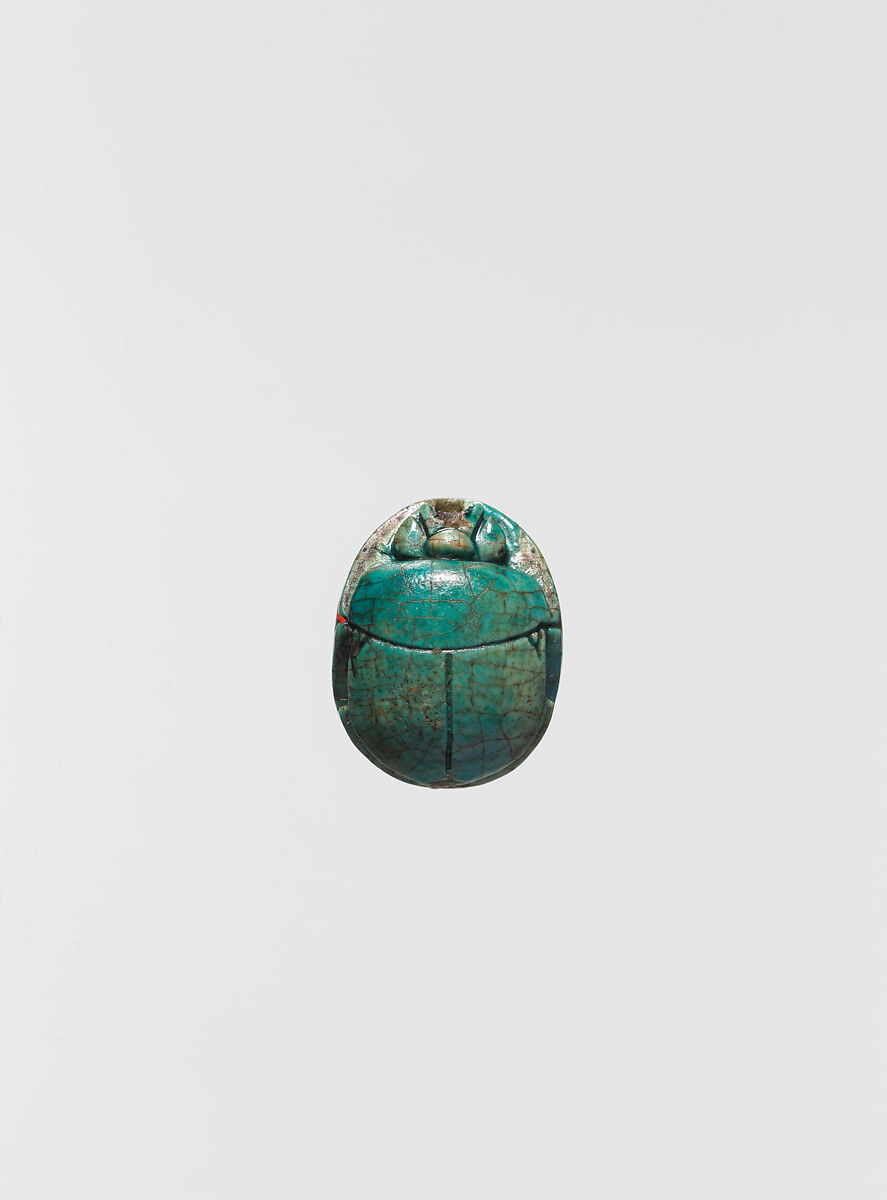 Scarab with  Baboons of Thoth Adoring Amun, Glazed steatite