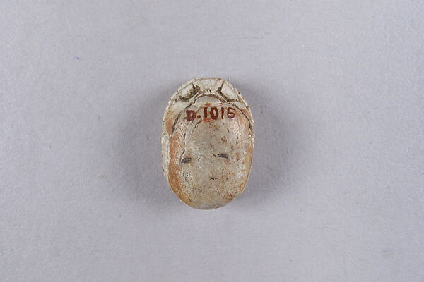 Scarab with a Sphinx and Hieroglyphs, Faience