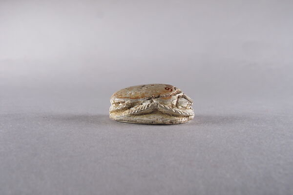 Scarab with a Sphinx and Hieroglyphs, Faience