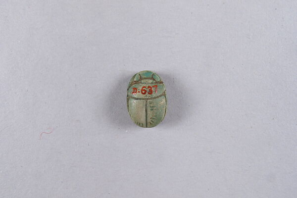Scarab Inscribed with Hieroglyphs and Figure of Maat, Glazed steatite